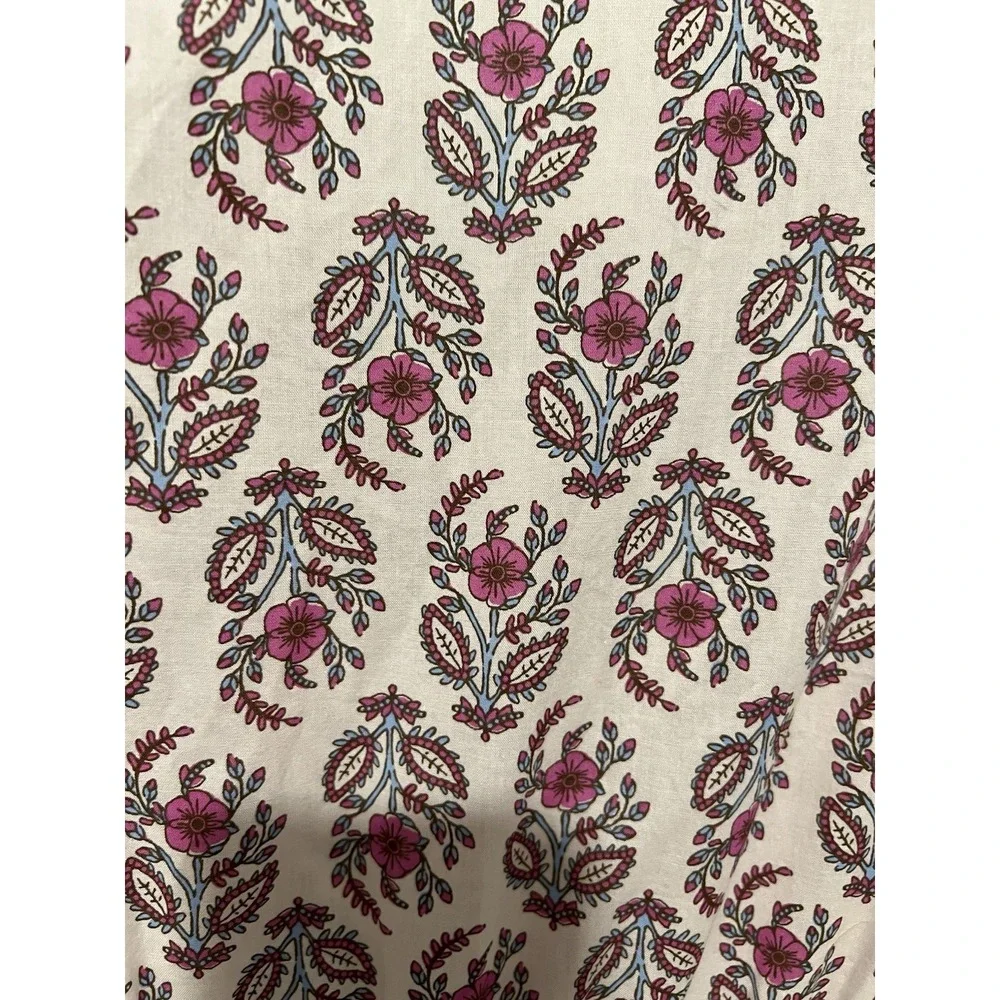 J. Crew Ruffle-Sleeve Cotton Midi Dress‎ Pink Floral Print Women's Size 2
